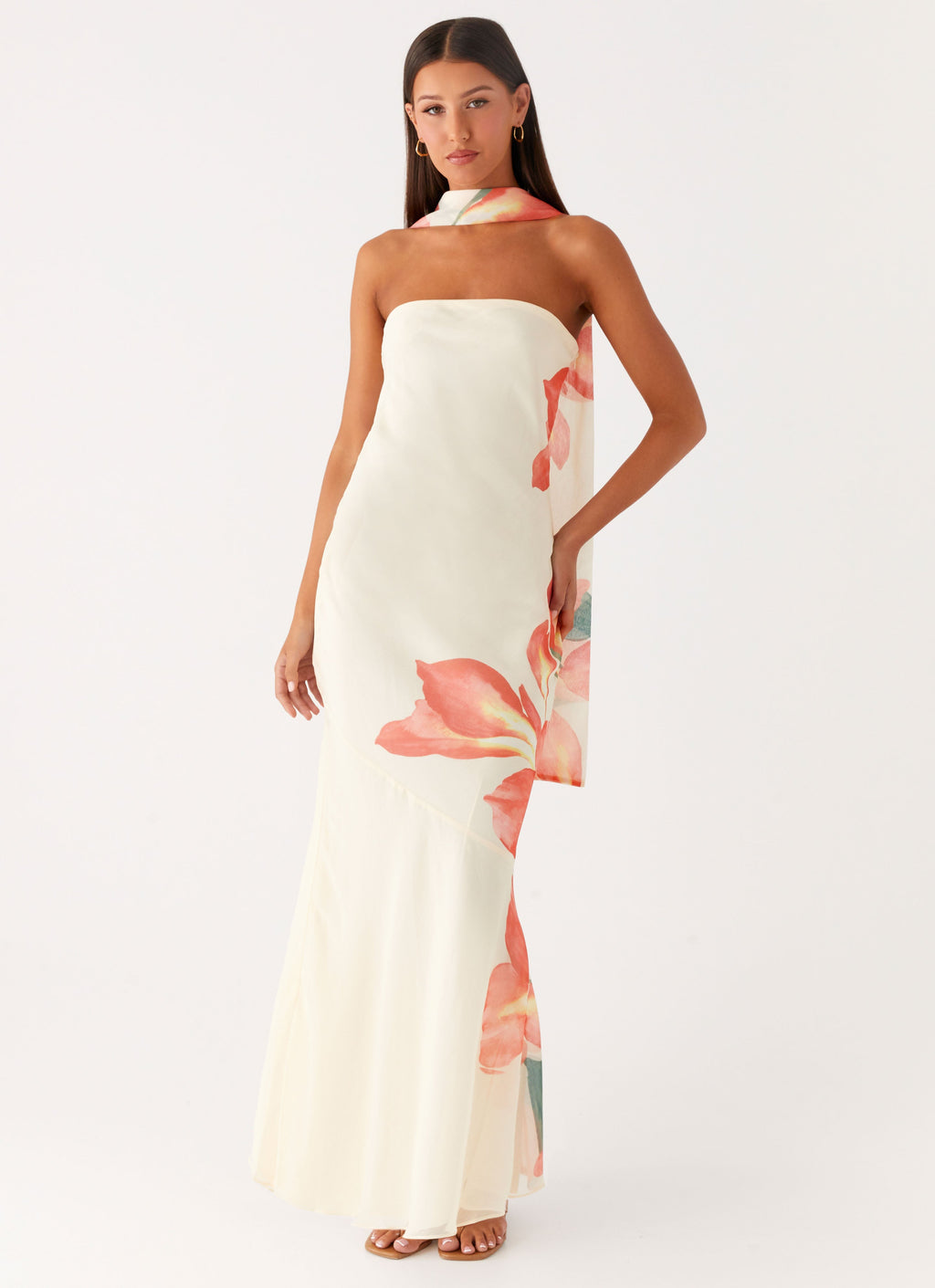 Strapless Brushed Chiffon Maxi Dress - Siena Floral