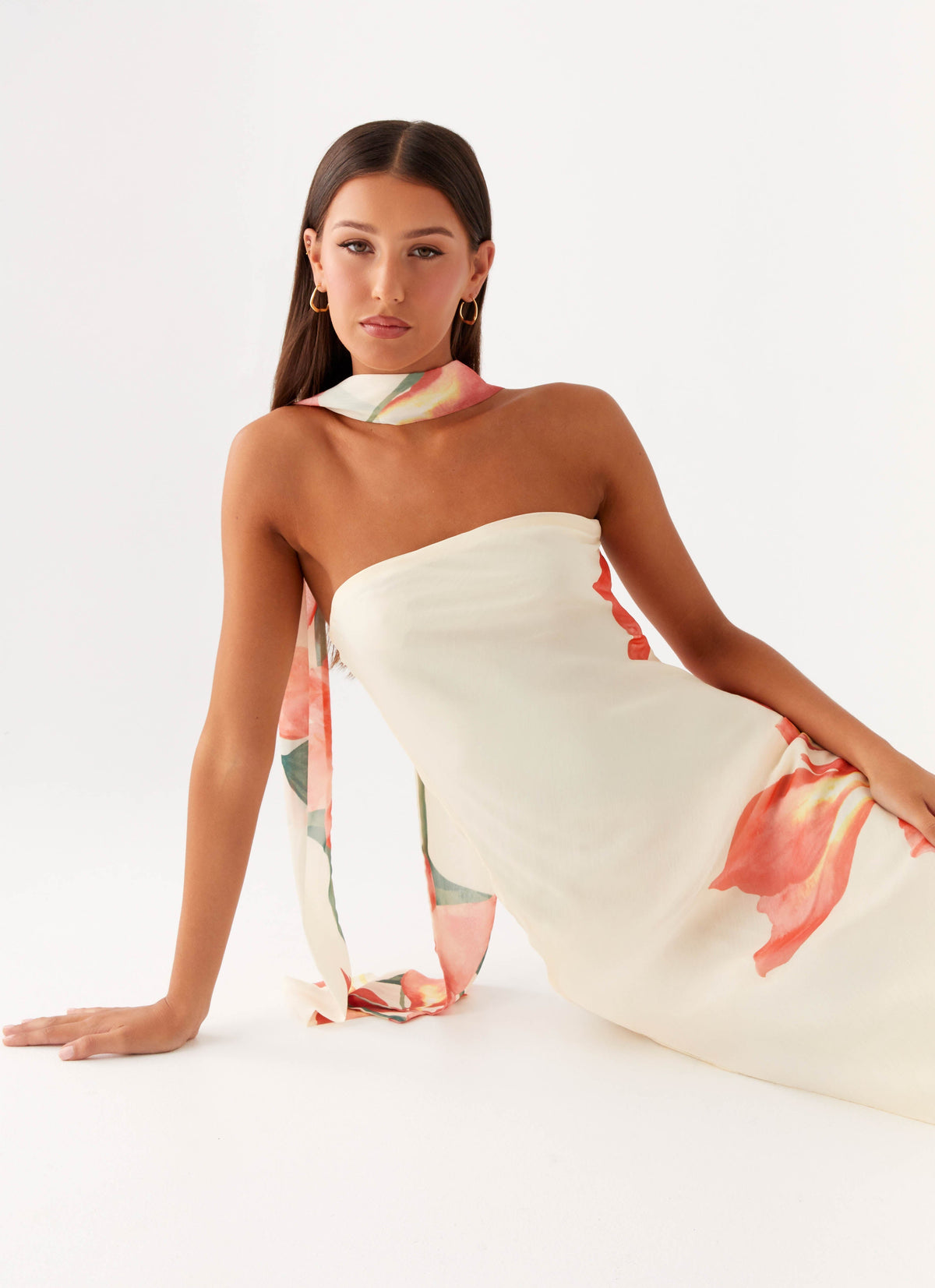 Strapless Brushed Chiffon Maxi Dress - Siena Floral