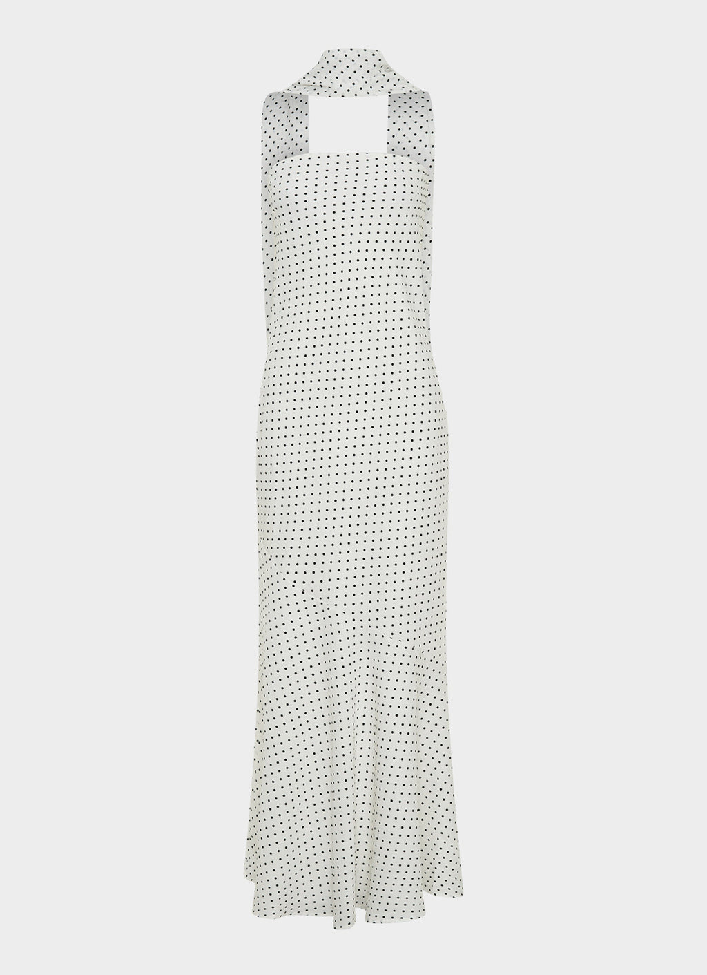 Strapless Brushed Chiffon Maxi Dress - White Polka Dot