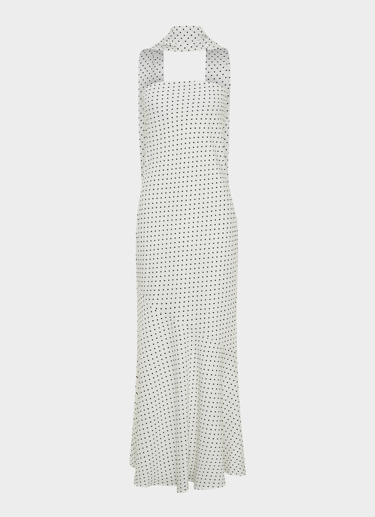 Strapless Brushed Chiffon Maxi Dress - White Polka Dot