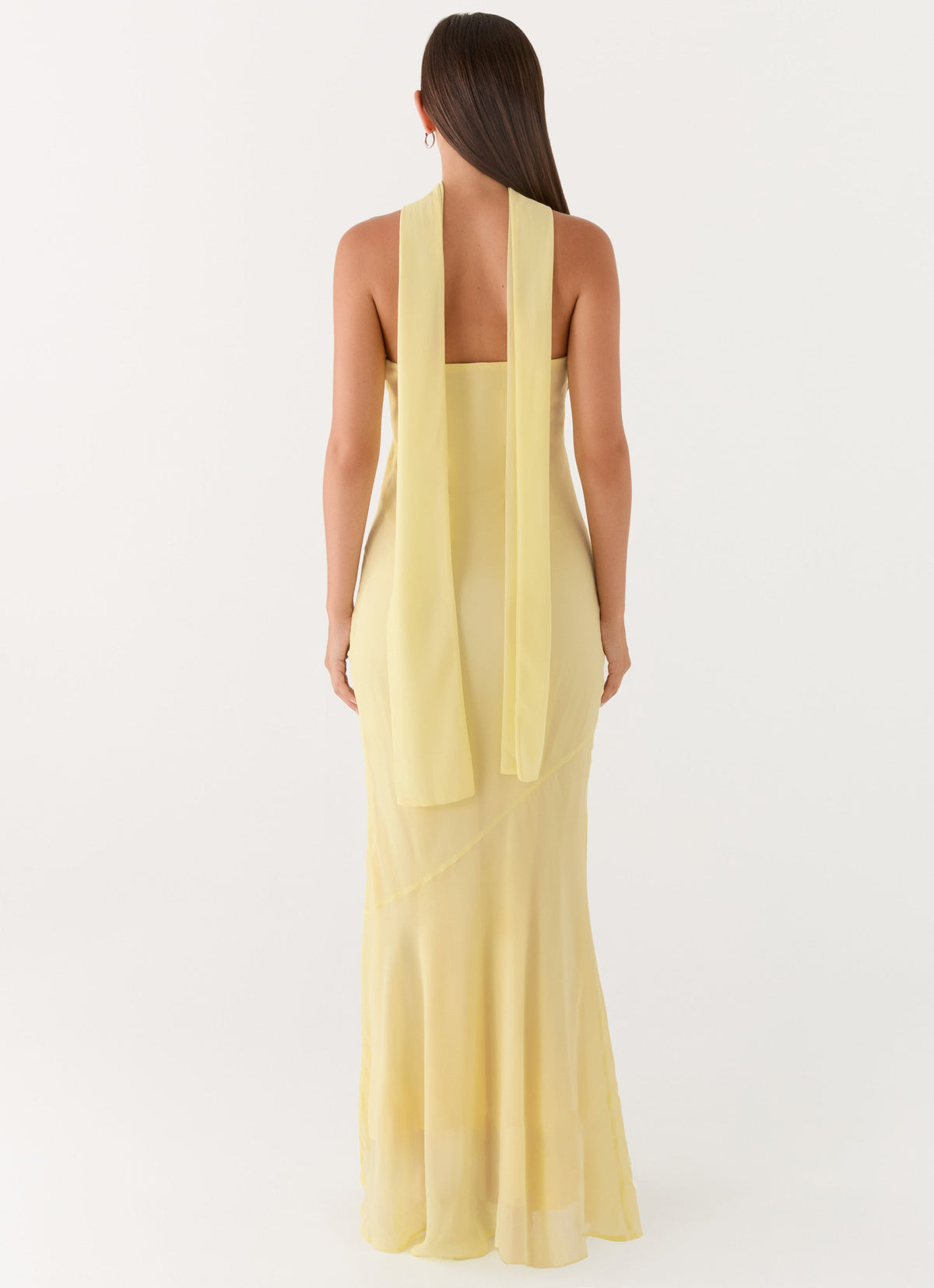 Strapless Brushed Chiffon Maxi Dress - Yellow