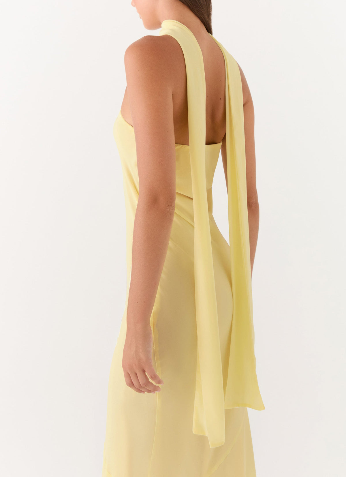 Strapless Brushed Chiffon Maxi Dress - Yellow