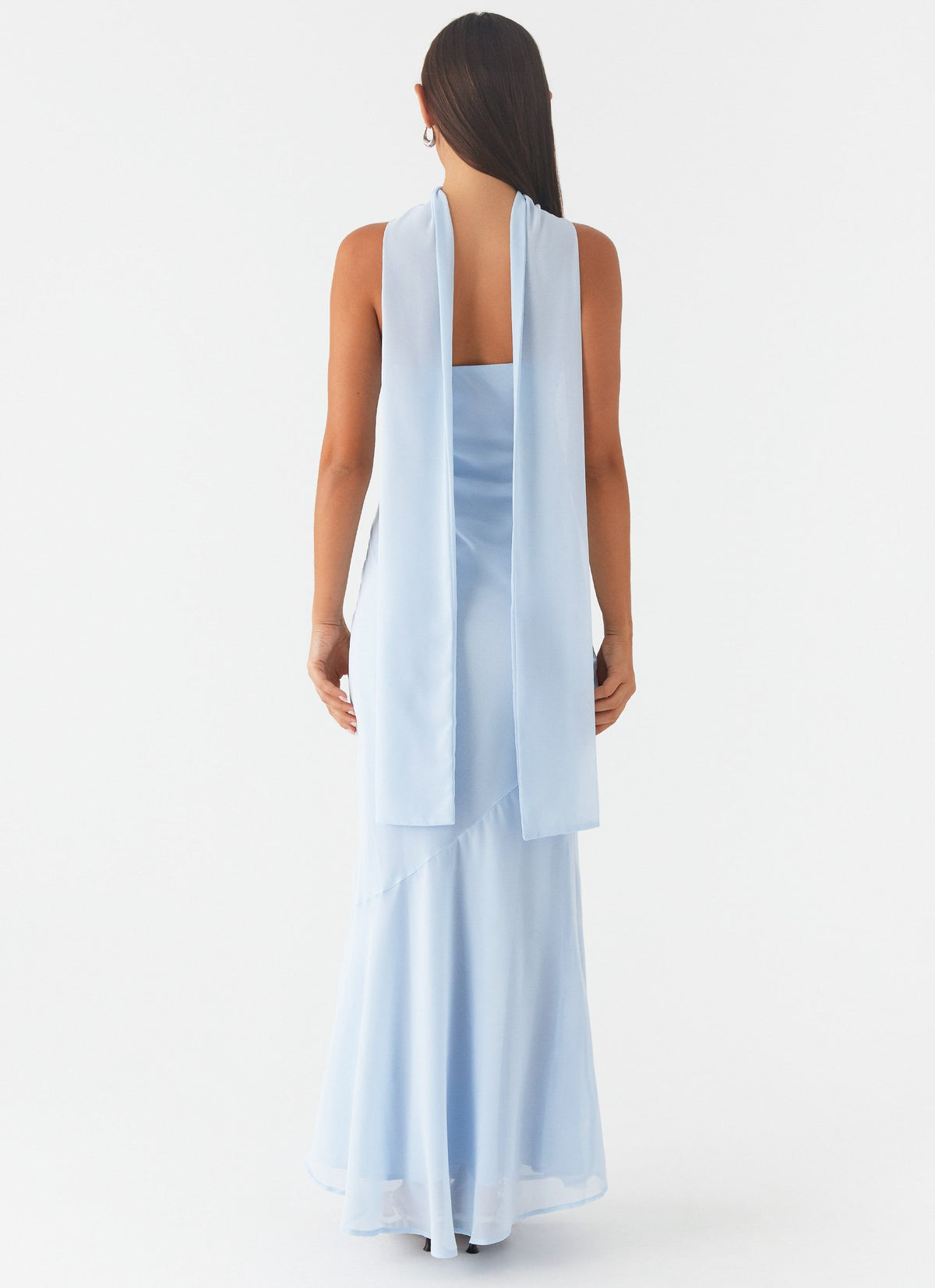 Strapless Brushed Chiffon Maxi Dress - Blue