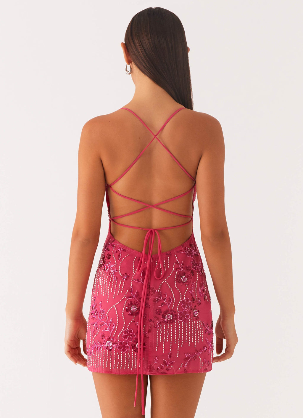 Sequin Cami Micro Mini Dress - Fuchsia