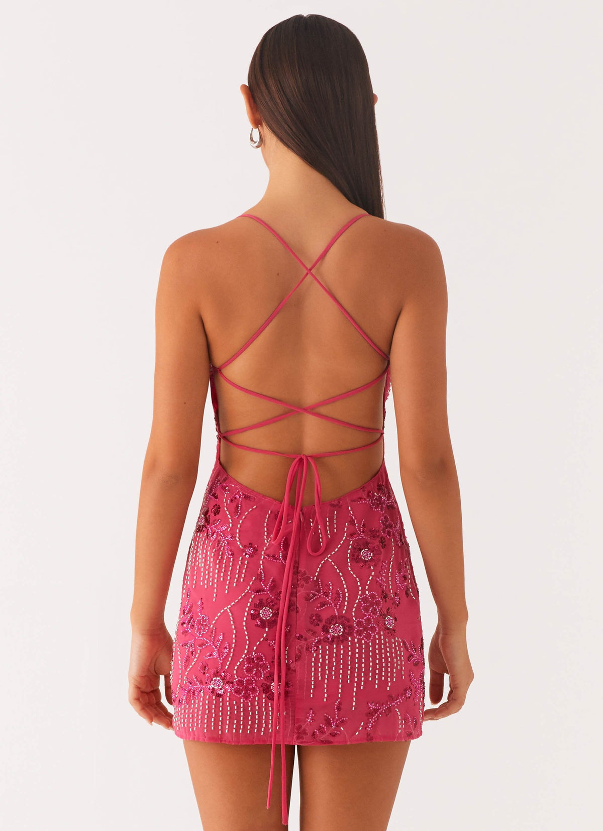 Sequin Cami Micro Mini Dress - Fuchsia
