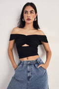 Ruched Bardot Cut-Out Top