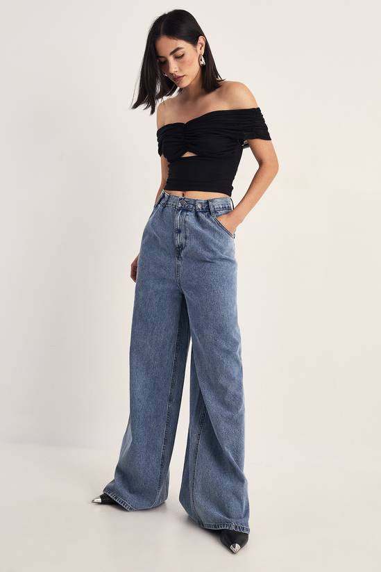 Ruched Bardot Cut-Out Top