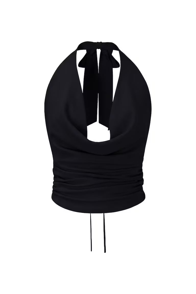 Open-Back Cowl Halter Top